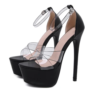 Transparents topánky fetish vysoké podpätky Sandále transparentné topánky drahokamu sandále bodce mujer jasné, sandále YMB211
