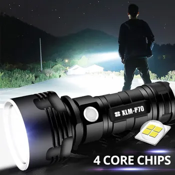 XLM-P70 Výkonné LED Baterky Baterky USB Nabíjateľné Vodotesné Svietidlo s Extrémne Svetlé 3 Osvetlenie režim Nastaviteľné zaostrenie horák