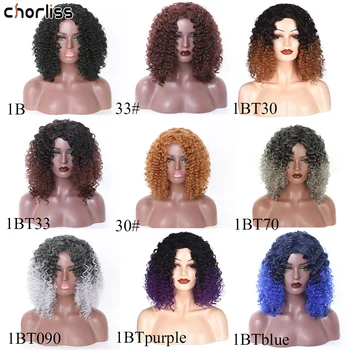 15Inch Krátke Syntetické Parochne Kinky Afro Kučeravé Syntetické Parochne Pre Čierne Ženy Každodenného Života Vysokej Teplote Vlákno Stredné Vlasy, Parochne