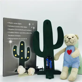 Roztomilý Kaktus Svetlo Romantický 3D Lampa LED Dieťa Nočné Svetlo Romantický Dim Stolové Lampy, 2AA Detská Izba Deration Stolná Lampa