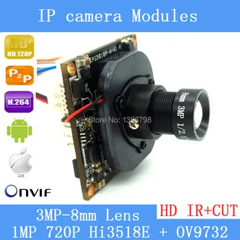1/4 720P IP Kamera Onvif P2P 1280 * 720P HD upgrade IP Cam HI3518E + OV9732 IČ Vonkajšie Platices KAMEROVÝ Bezpečnostný Systém s audio