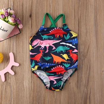 2020 Letné Hot Predaj Baby girl dieťa dieťa farebný dinosaurus vytlačené jednodielne plavky, bikiny vyhovovali kúpanie plážové oblečenie