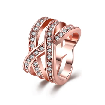 Rose Gold, Platinum Á Módne Oslňujúci Prešiel Trblietavé Zirkóny Elegantný Prsteň pre Lásku Luxusné Šperky Strany LKN18KRGPR001