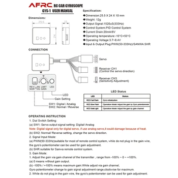 AFRC GYS-1 V2 RC Auto Gyroskop Drift CNC Pre 1/18 1/10 1/8 Model urob si sám