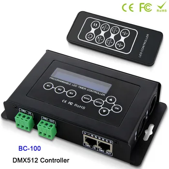 BC-100 DC9V led RGB Controller signálu DMX512 170 Pixelov led Svetlo Radič LCD Displejom a RF Diaľkovým Bezdrôtovým ovládaním pre led pásy moudle