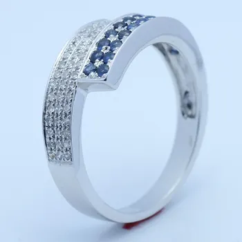 HELON 0.6 ct Prírodné Diamanty & sapphire Krúžok Rýdzeho Striebra 925 Zapojenie snubný Prsteň Výročie Drahokam, Jemné Šperky Band