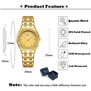 MISSFOX dámskej Módy Luxusné Hodinky Ženy Klasické Analógové Diamantové Šperky Nepremokavé Dámske Náramkové hodinky Quartz 2717