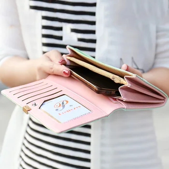 Kožené ženy peňaženky lady dlhé značky spojka womne telefón vrecko so zipsom & hasp mince kabelku držiteľa karty