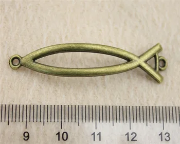 40pcs/veľa 48*10 mm antické bronzové Ježiš Ryby kúzlo Prívesky DIY šperky pre náramok, náhrdelník náušnice