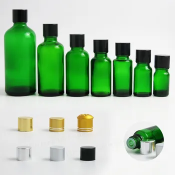200 xTravel Prázdne Zelené sklo esenciálny olej, fľaša s hliníkové viečka kozmetické packging 100 ml 50 ml 1oz 2/3 oz 1/2 oz 1/3 oz 5ml