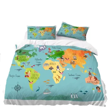 Mapa sveta posteľná bielizeň Sady Luxusné Obliečky Kryt obliečka na Vankúš 3D Deka Kryt Home Posteľná Bielizeň Nastaviť Jednej Dvojitej Plnej Kráľovná Kráľ Obliečky