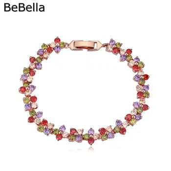 BeBella Multicolor Cubic Zirconia Kvetinové Náramky Pre Ženy, Svadobné Vysokej Kvality Pre Dievčatá Vianočný Darček