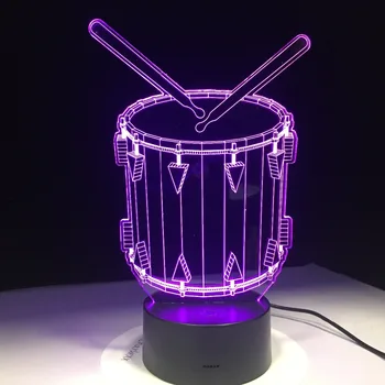 3D LED Bubon Modelovanie Nočné Svetlo 7 Farieb Stolná Lampa Domova Hudobné Nástroje Posteli Lampara Spánku Osvetlenie Darček