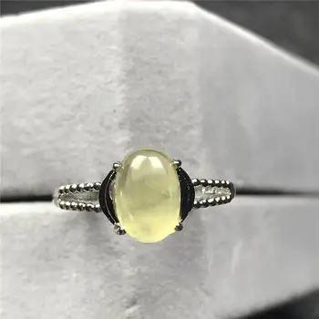 9x6mm Top Prírodný Žltý Žltý Krúžok Šperky Pre Ženy Lady Muž Crystal Silver Oválne Guľôčky Drahokam Nastaviteľné Prst Prsteň AAAAA