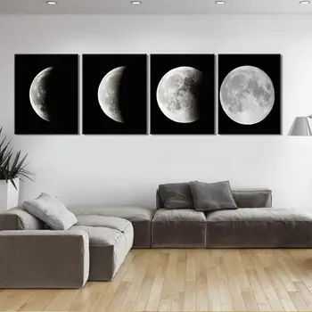Moon Gallery Framless Vytlačí Plagát Plátno, Vytlačí Na Stenu Umenie Moderné Abstraktné Mesiac Obrazy X Izba, Obývacia Izba Mesiac Stenu Decor