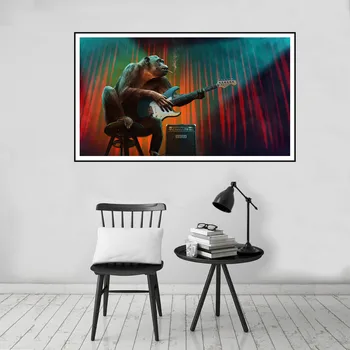 Opice Hrať Na Gitaru Koncert Rock Plagát Plátno Tlačiť Maľovanie Na Stenu Umenie Obývacia Izba Domáce Dekorácie
