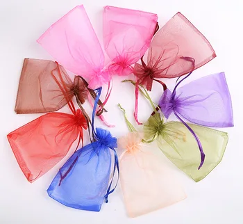 100KS Pure color pearl gázy gázy taška Tiekou darček svadobné candy bag kozmetické vzorky balení taška