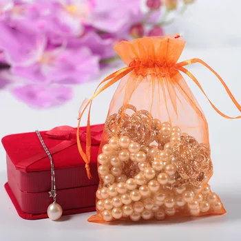 100KS Pure color pearl gázy gázy taška Tiekou darček svadobné candy bag kozmetické vzorky balení taška