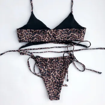 Sexy Ženy, Leopard Tlač Obväz Bikiny, Plavky, Plavky Žena Brazílsky Biquini Bikini Set Plavky Maillot De Bain