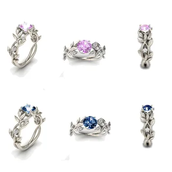 2019 Hot Ženy Striebornej Farbe Svadby Zásnubný Prsteň Leaf Design Luxusné Cubic Zirconia Promise Ring, Šperky Darček Bijoux Anillos
