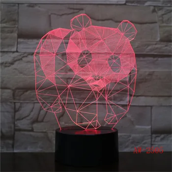 Roztomilá Panda 3D Nočné Svetlo Tvorivé Elektrické Ilúziu 3d Lampa LED 7 Farby USB touch Stolná Lampa Pre Dieťa je Dar AW-2505