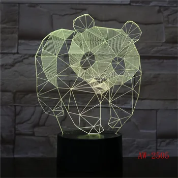 Roztomilá Panda 3D Nočné Svetlo Tvorivé Elektrické Ilúziu 3d Lampa LED 7 Farby USB touch Stolná Lampa Pre Dieťa je Dar AW-2505