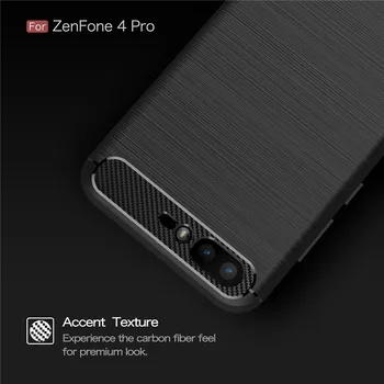 Pre Asus ZenFone 4 Pro (ZS551KL) Bosilang Uhlíkových Vlákien Textúra Kartáčovaný TPU Ochranný Mobile Pokrytie