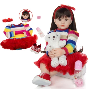 Krásne Dievča reborn batoľa bábika 24 palcový vypchaté telo silikónové vinylové bábiky baby hračky darček