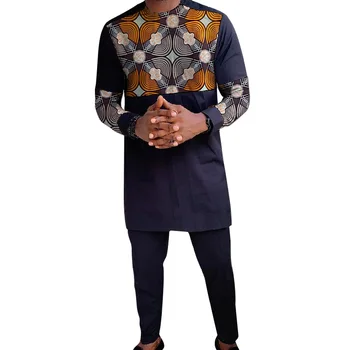 Nové Modely Mužov Patchwork Košele+Pevné Čierne Nohavice Mužské Nohavice Sady Nigérijský Vyhovuje Afriky Módy Na Mieru