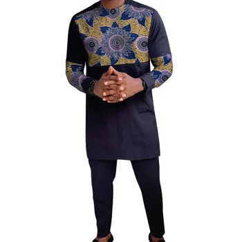 Nové Modely Mužov Patchwork Košele+Pevné Čierne Nohavice Mužské Nohavice Sady Nigérijský Vyhovuje Afriky Módy Na Mieru
