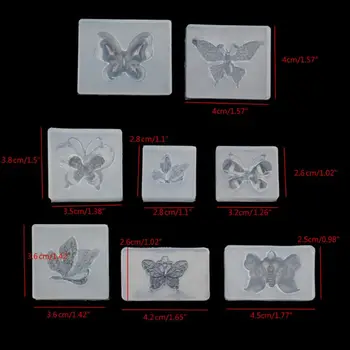 8Pcs Motýľ Silikónové Živice Formy Motýľ Náušnice Náhrdelník s Príveskom, Epoxidové Živice Casting Mold Šperky Výrobu Nástrojov