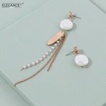 Elegancia 2018 Asymetrický Náušnice pre Ženy Biela Simulované Pearl Náušnice Dlhé Krátke Visieť Drop kórejský Štýl Šperkov, Veľkoobchod