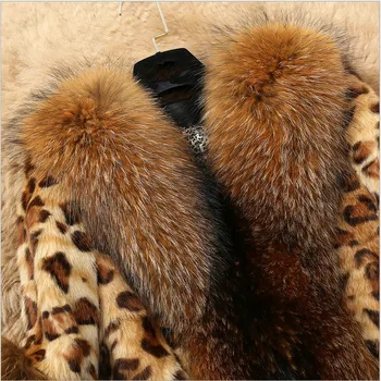 2020 jeseň a v zime novú umelú kožušinu dámy kabát imitácia mýval kožušiny golier klasické leopard tlač strednej dĺžky ženy kabát B167