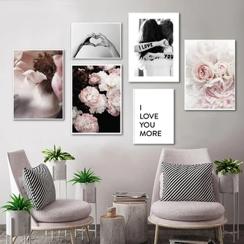 Kvitnúce Kvety Plagát Láska Citát Wall Art Obrázky, Plagáty A Vytlačí Plátno Na Maľovanie Miestnosti Decore Nordic Výzdoba Domov