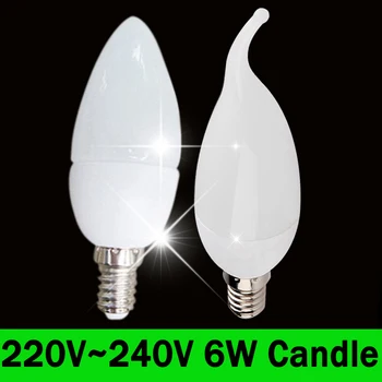 Doprava zadarmo LED Sviečka Žiarovka E14 6W LED Sviečky Lampy nízkouhlíkové život SMD2835 AC220-240V Teplá biela/Biela Úspory Energie 10pcs/veľa