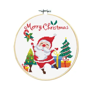 Vianočné DIY Výšivky Starter Kit s Vianočnou Tématikou Vzor Výšivky Hoop Bavlneného Plátna Nite na Vyšívanie, Šitie Plavidlá