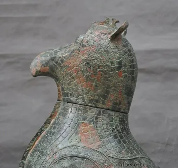 Svadobné dekorácie Starovekej Čínskej Bronzové Výrobky Dynastie Vták Zun Hrniec Jar Skale Pitie Vína Plavidla