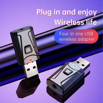 3 V 1 Bluetooth 5.0 Prijímač bezdrôtového Adaptéra USB, 3.5 mm Audio Prijímač/vysielač Pre TV, PC, Auto AUX Reproduktor Plug And Play