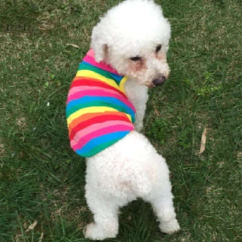 Móda Nový Dizajn Roztomilý Rainbow Prúžok Pet Tričko, Vesta Oblečenie Pre Psy, Mačky Puppy Oblečenie Kostým Oblečenie Pre Teddy Letné Oblečenie