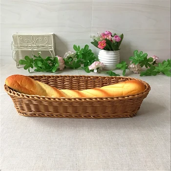 2 Ks Imitácia Ratanu Tkané Chlieb Koše pre Zeleninu a Ovocie, Pečenie Zobraziť Chlieb Poly-Prútený Košík na Chlieb