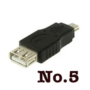 Veľkoobchod 200pcs/veľa Voľného Shippping Black Female USB 2.0 A na Male Mini 5 pin B Adaptér Prevodník USB kábel Pre MP3, MP4