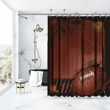 Sprchový Záves Americký Futbal na Grunge Pozadí Farba Postriekaniu Športové Tému Umelecké dielo Vytlačené Hnedá