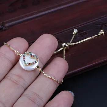 5 ks/veľa mix cz spevnené malé srdce kúzlo ploché okrúhle mince pearl konektor kúzlo zlato elegantná odkaz náramok pre ženu šperky