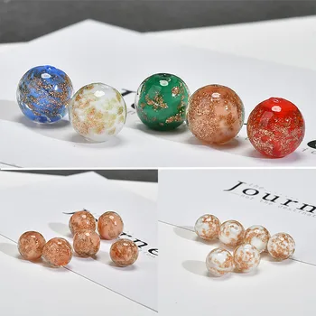 50pcs/veľa 12 mm Gold Glitter core dekorácie geometrie kolo loptu sklenené korálky charms diy šperky, náušnice/náhrdelník/náramok prívesok