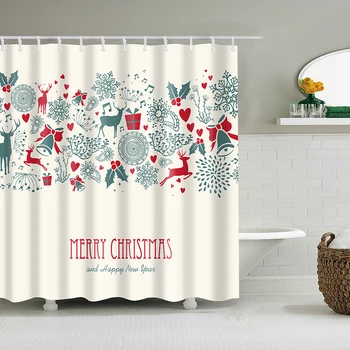 Vianočné jeleň opony kúpeľni sprchový záves polyester waterproof veľká vaňa opony festival