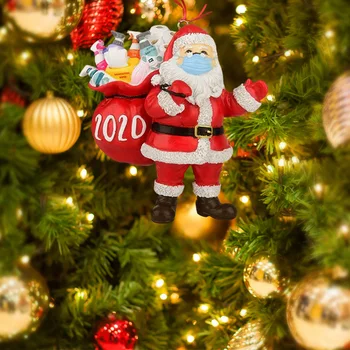 CX-2020 Veselé Vianočné Ozdoby Živice Karantény Dar Santa Claus Vtipné Ozdoby na Vianočný Strom Visí Prívesok drahocenná pamiatka Dekor