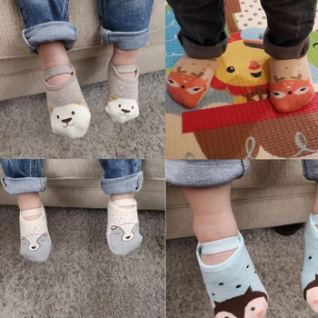 Baby Ponožky 1-3Y Dieťa Walker Topánky Novorodencov Batoľa Jeseň Zimné Topánky, Ponožky Roztomilý Zvierat Vzor Non-slip Bavlna Poschodí Ponožky