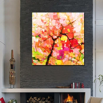 Frameless abstraktné krásne ružové strom wall art Obrázky ručné olejomaľba na Plátne pre obývacia izba domáce Dekorácie