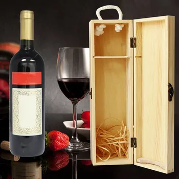 Výrobcovia Zákazku Veľkoobchod Víno Box vysokokvalitné Borovicové Drevo, Červené Víno Dopravcu Darčekové Balenie Box s Kožená Tote