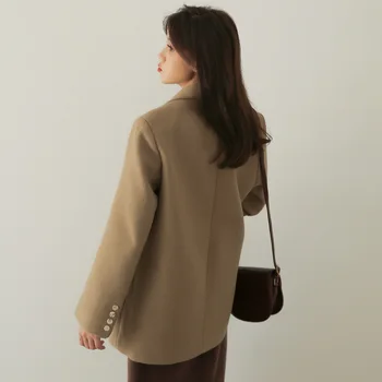 Retro zosilnené vlnené sako pre ženy, krátka verzia novej kórejskej verzii krátke vlnené kabát na jeseň/v zime roku 2020